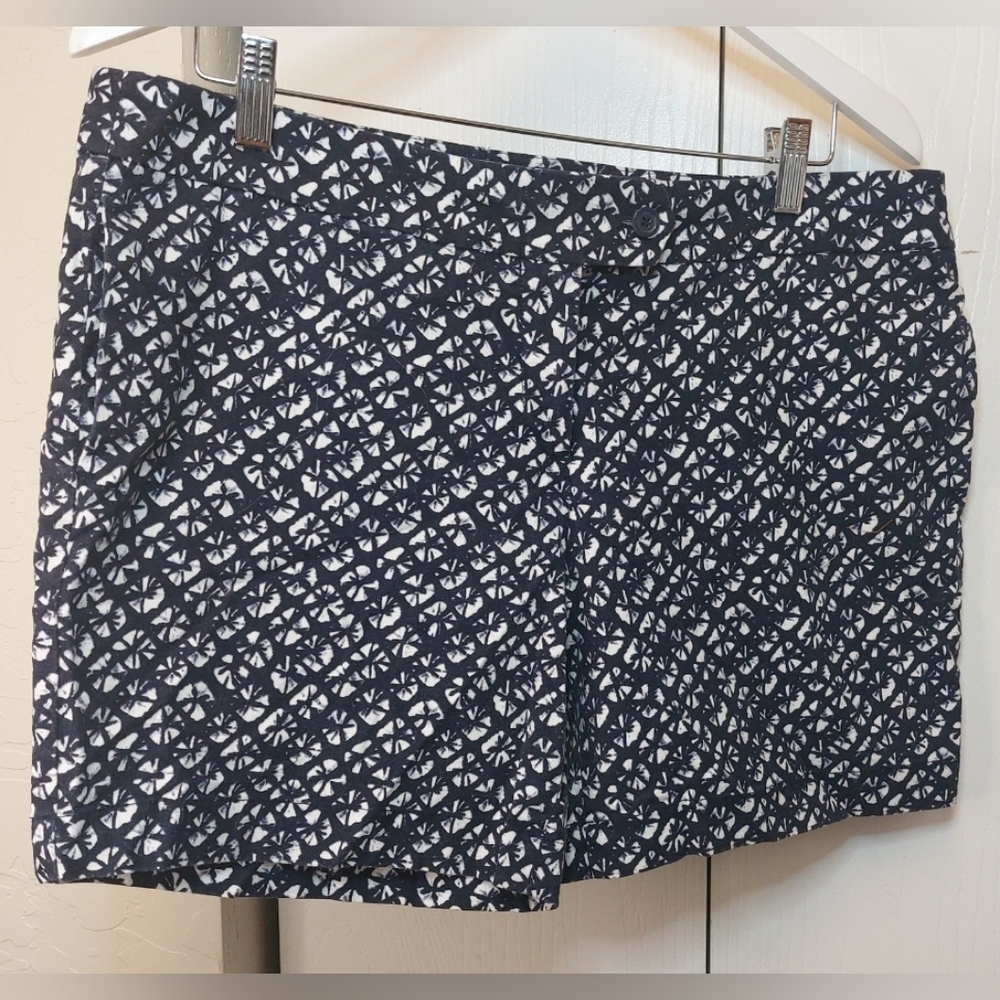 Cynthia Rowley Indigo White Printed Dress Shorts Size 14 Office Date Party Glam